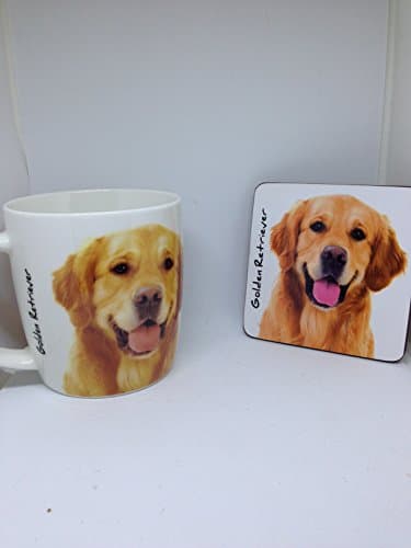 Golden Retriever mug and coaster set