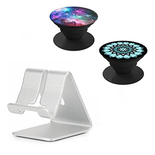 Enllonish Cell Phone Holder,Multi-Function Out Expanding Phone Stand and Grip Mobile Stretch Mount for Fashion Smartphones Accessories and Tablets (Silver)