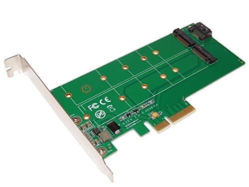 Computer District - PCI Express (PCI-E PCIe) X4 Controller Card - 2 Ports for SSD M.2 - 1 Port M2 B Key SATA + 1 port M2 M Key PCIe - High and Low Profile Bracket