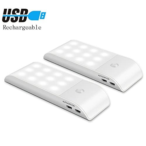 [2 packs] Dohomai Motion Sensor Light, 12 LED Cupboard Night Light with 3 Lighting Modes, Rechargeable Battery and Magnetic Strip Stick, Safe Lights and Great for Stairs, Cabinet, Wardrobe, Closet, Bedroom, Garage, Kitchen,etc