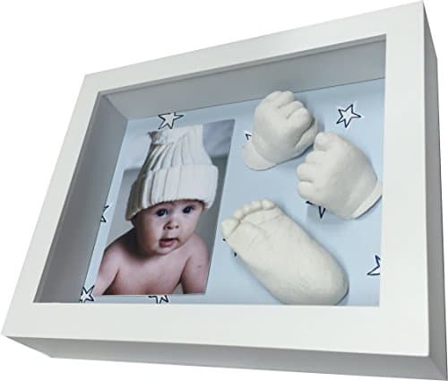 Baby Casting kit 3D Impression and Box Display Frame with Space for 3D Impressions (Blue Stars, 25 x 20 x 5 cm)