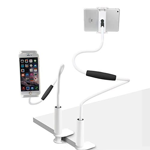 Lonzoth 100cm Adjustable Goose Neck Cellphone Mount/ iPad Mount/ Tablets Mount Holder Flexible with Bolt Clamp Bracket 360 Degree Rotating suitable in Bed, Table for Apple iphone 7 /6 / ipad Mini 3 /