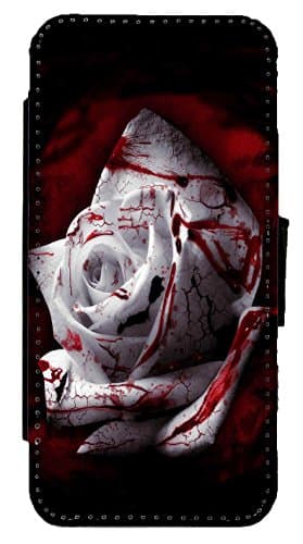 Gothic - Emo Rose Inspired Goth Leather Flip Phone Case Wallet Cover for iPhone & Samsung (Samsung Galaxy S8+Plus)