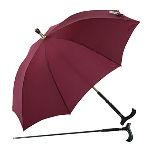 Classic Style Automatic Open Long-handled Umbrella Windproof Sun Protection Outdoor Strong Durable Umbrellas Self Defense Skid Climbing Creative Walking Stick Umbrella ( Color : Red wine )