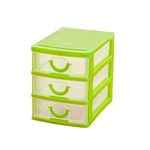Uminilife NEW 2/3 Layers Mini Desktop Drawer Storage Box Sundries Case Small Objects Cosmetics Box Desktop Organizer (Three layer, Green)