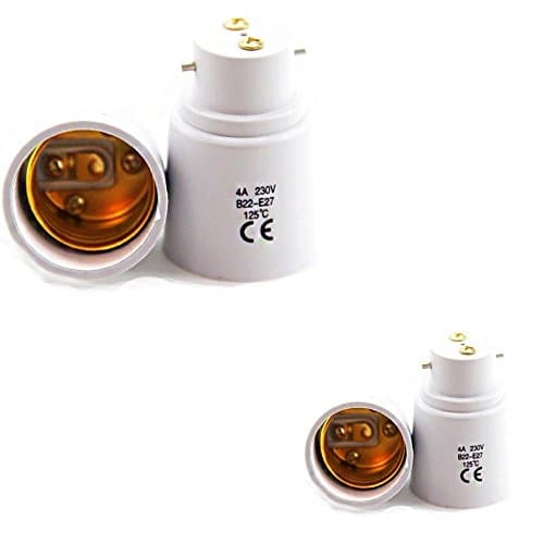 Aistuo B22 to E27 Adapter, LED Bulb Base Converter Halogen CFL Light Lamp Adapter Socket Change (2 Pack)