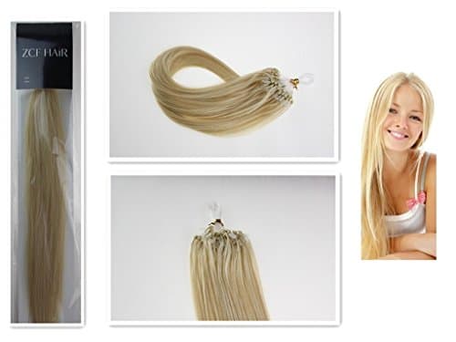Style 16'' 18'' 20'' 22'' 24'' 26'' Easy Loops Micro Rings Beads Tipped 100% Real Human Hair Extensions Straight Hair 8 Colors Beauty Design Salon (18inch 50g for 100s one pake, 613 light blonde)