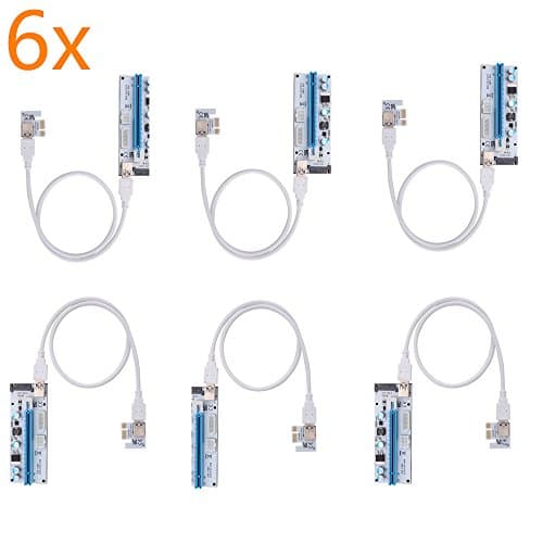 SATC 6PCS VER 008S PCI-E Riser Express 1X to 16X USB 3.0 Graphics Mining Extension Cable Ethereum ETH Mining Adapter Card