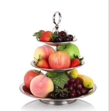 DYF Fruit Candy Disk European Stainless Multi-Specification Object Storage,Three floor,27.7/19.0/14.1*35CM