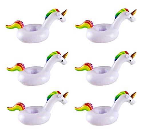 Inflatable Drink Holder Unicorn Drink Float for Pool Pack of 6 by Aipleril