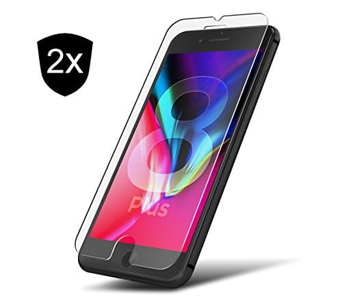 UTECTION 2X Tempered Glass for Apple iPhone 8 Plus - Screen Protector Guard 9H - Anti-Scratch & Shatter - Bubble Free Installation - Precise Fit - Transaprent Film Clear