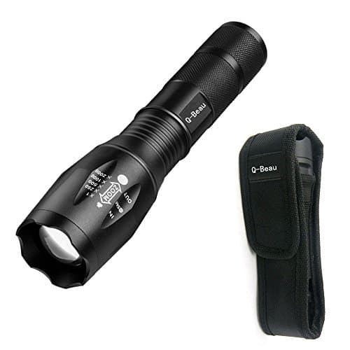 LED Torch Flashlight, QBeau Adjustable Focus Pocket Handheld Light Waterproof Camping Torch with Nylon Holster Holder
