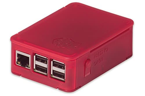 OKW enclosure for Raspberry Pi 3 and Pi 2 (Model B), Pi (B+), Asus Tinker Board, enclosure with ventilation slots, can be folded without tools, translucent raspberry red