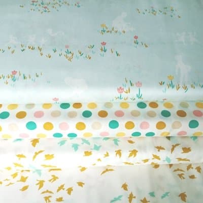 BIRDS SPOTTY FABRIC BUNDLE - Gold Birds Multi Spots - Bundle - AGFB11 - 3 Fat Quarters each 55 cm x 50 cm - By Art Gallery - 100% Cotton