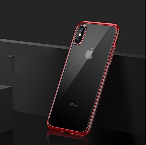 Soft TPU iPhone X Case, Thin Fit Transparent Crystal Clear Flexible Premium TPU Cover [Support Wireless Charging] for Apple 5.8" iPhone X (Red)