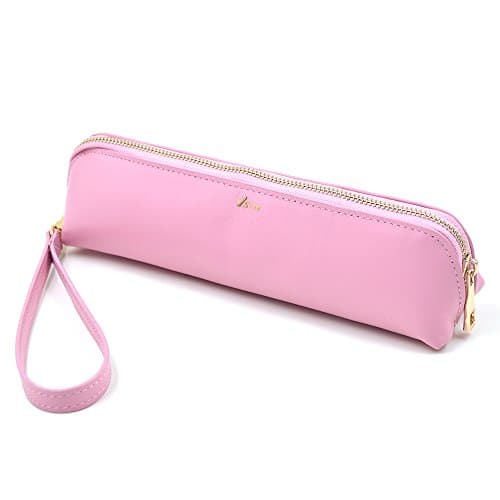 Pen Case,Leather Multi-functional Pencil Bag (Pink)