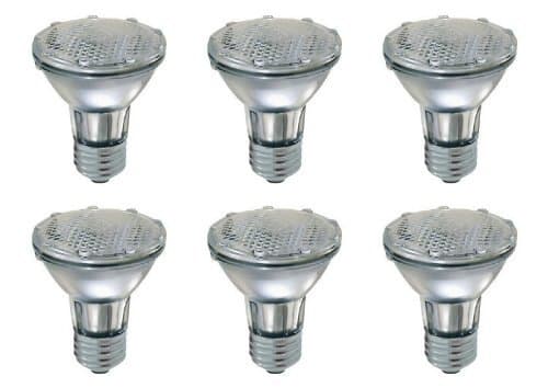 E27 Edison Screw PAR20 Dimmable Halogen Spot Lamp Flood Light Bulb 240V Replacement for Home Indoor Outdoor Landscape Lighting, Security Flood Lights, Recessed Fixtures - Warm White, 50W (Pack of 6)