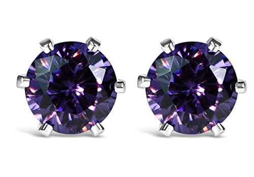 Isabella Silver LONDON 925 Solid Sterling Silver Stud Earrings made with 5mm Swarovski Zirconia Gem Stones