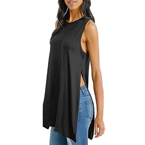 H&amp;B Women's Ladies Double Side Slits Split Long T Shirt Tunic Top SM ML and PLUS Sizes