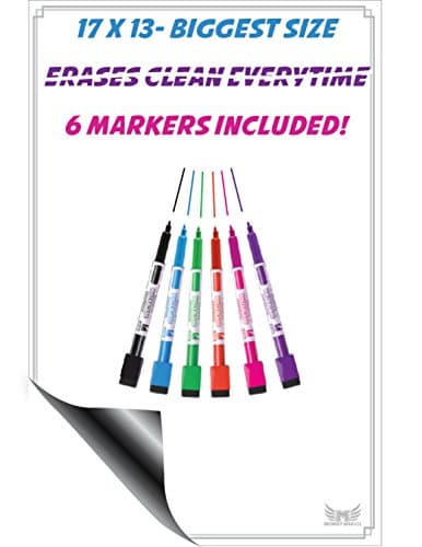 Magnetic White Board Fridge Planner- Large Multi-Purpose Sheet For Action Plans, Shopping List or Task Memos. Easy to Write &amp; Wipe. Best Notice Board for Smart Planners.