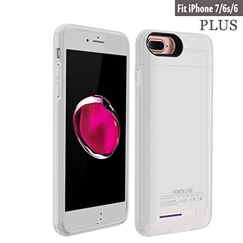 YFish iPhone 7 Plus / 6S Plus / 6 Plus Battery Case, 4200mah Rechargeable Charging Case, External Extended Charger Case, Backup Power Bank Case, White