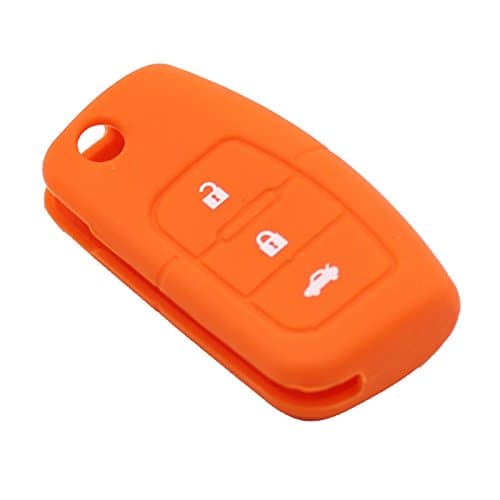 3 Buttons Flip Car Key Cover Case Remote Shell For Ford Fiesta Focus Mondeo Ecosport Kuga Silicone Protector Bag (Orange)