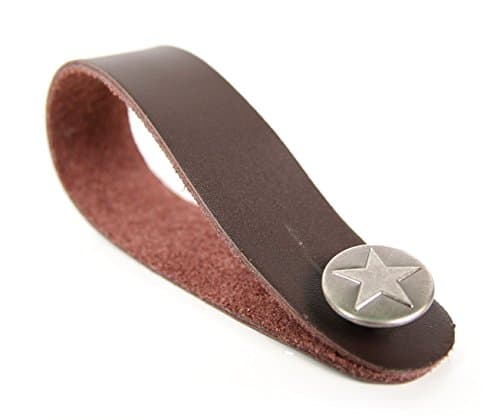 Bray Guitar Strap Hook Button In Tan Brown With Silver Star Pattern Pin For Any Acoustic, Electric, Bass And Classical Guitar Headstock