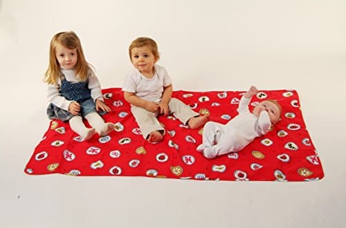 PHP Splashproof Baby and Toddler Multi-Use Playmat for Play, Picnics, Travel and Weaning - Red Fossil Print