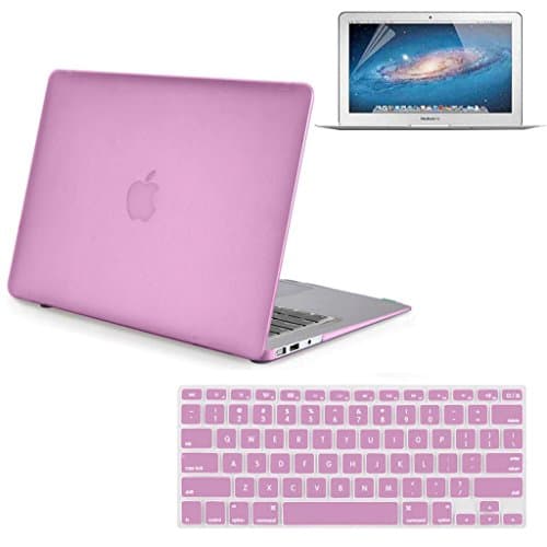 iNeway Matte Surface Crystal Rubberized Hard Shell Case cover protector for Apple Macbook Air 11" (A1370 and A1465)&amp; Keyboard Cover(fit for EU model) &amp; HD Screen protector,11.6" Air,EU set-NC-Pink