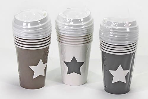Coffee to Go Cup/Coffee Cup with Lid Disposable Tableware Paper Cups/Set of 18 with Star (Paper)