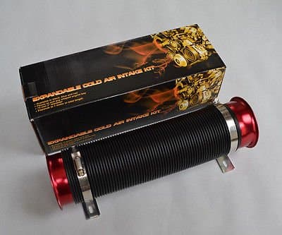 3" Cold Air Intake Feed Flexible Duct Pipe Induction Kit Filter In Red
