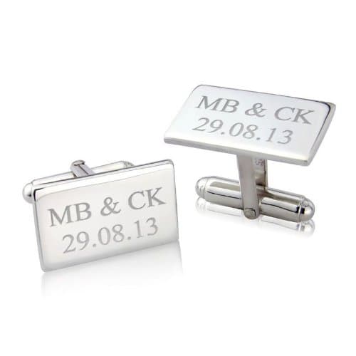 Plain Rectangle Sterling Silver Cufflinks with FREE ENGRAVING