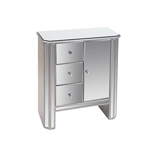 Console table 4 drawers and 1 door silver / mirror