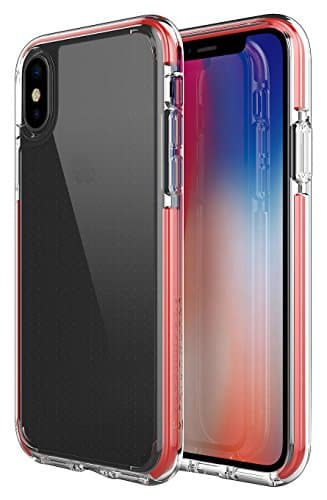 Patchworks iPhone X Clear Case, [Lumina EX] Smudge-Free Back TPU Bumper Elastomer Air Pocket Corner Military Drop Protection Shockproof Protective Case for iPhone X/10 - Red Clear