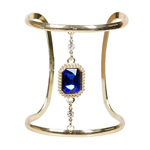 Adorning Ava Statement Gold and Sapphire Open Cuff Bangle