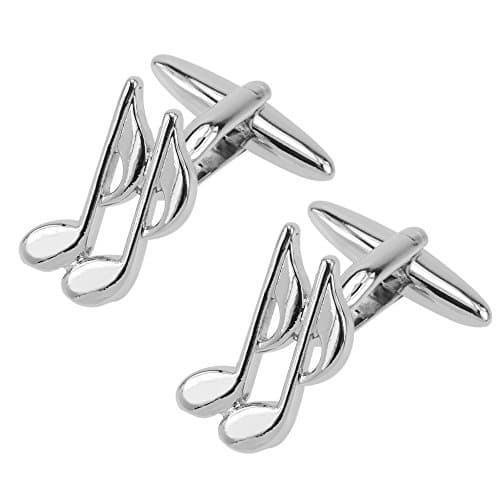 CUFF IT Musical Cufflinks Instruments Music Note with Gift Box &amp; Cleaning Cloth (Brown Violin, Red Guitar, Black Guitar, Treble Clef, Semiquaver) (Eight note)