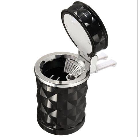 Protable Diamond Cup Holder Pattern Car Auto Portable Ashtray Can Holder Ash Tray with Blue LED Light Lexitek (Black)