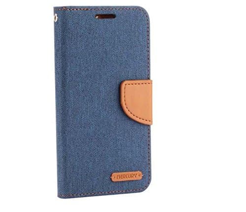 RA Cases Xiaomi Redmi Note 4 Leather &amp; Denim Canvas Dark Blue Protective Case | Shock Absorbent &amp; Scratch Proof Mobile Wallet For Credit Cards &amp; Money | Cute Cover With Flip &amp; Stand Function &amp; Magnetic Clasp
