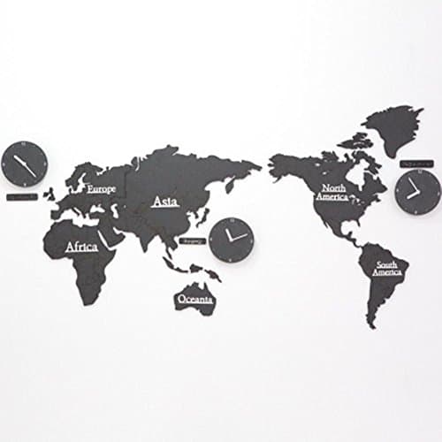 Acrylic Wall Mounted Mute Clock Creative World Map Wall Stickers, Living Room Decoration Suzuki Movement Clock , B