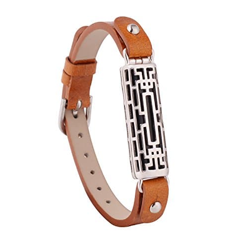 Watch Bracelet and , Electric Accessory Activity Tracker Accessory Adjustable Replacement Leather Watch Band Bracelet Strap with Clip Holder for Fitbit Flex 2 (Brown &amp; Silver, Single Band)