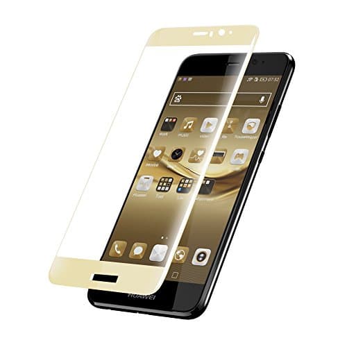 Huawei Mate 9 Screen Protector [Full Coverage] [9H Hardness] [Ultra Clear] [Case Friendly] [Bubble Free] Premium Tempered Glass Screen Protector for Huawei Mate 9 (Gold)