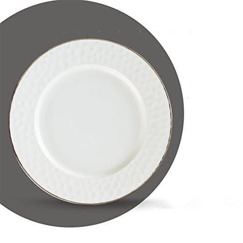 CHENXXOO Dinner Plates Bone China Ceramic Tableware Cutlery Sets Trays Platinum Rim Plate 27.1*2.1cm