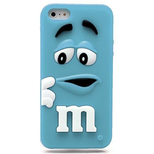 Soft Silicone 3D M&amp;M Bean Chocolate Candy MM Case Cover For Apple iPhone 6 4.7" (Turquoise)