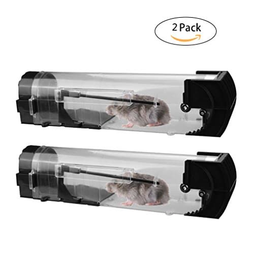 Humane Mouse Trap (2 Pack) Oziral Rat Trap Plastic Rodent Trap Eco - Friendly Reusable Catches Cage Mice Alive for Kitchen, Garden and Home