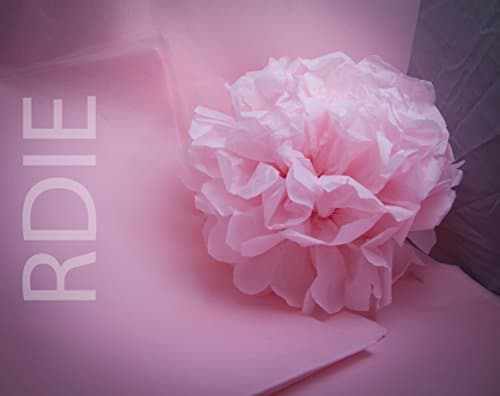 Kit for making 6 pom poms either 38 cm, 48 Sheets of Silk Paper-Light Pink
