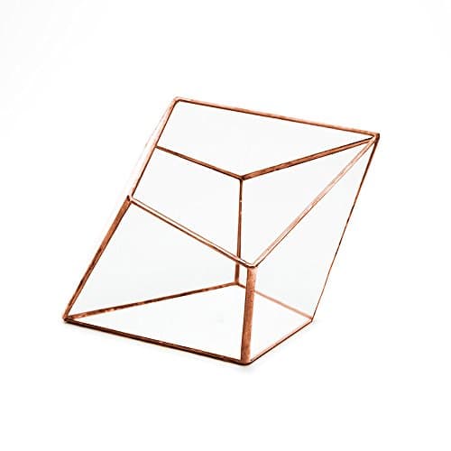COPPER DIAMOND TERRARIUM. Also available with ARTIFICIAL SUCCULENT PLANTS and LED FAIRY LIGHTS or as an empty terrarium. Supplied fully assembled. (Empty terrarium)