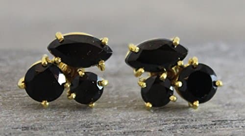 Onyx Gold Plated Sterling Silver Stud Earrings
