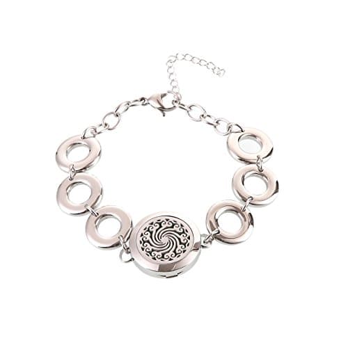 Dream Lassie Carving Bangle Aromatherapy / Essential Oils Diffuser Locket Polished Stainless Steel Bracelet for Womens