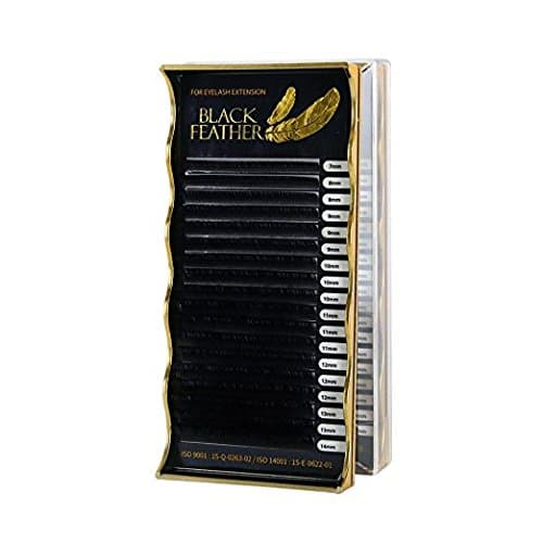 Eyelash Extension Sky Black Feather Silk Lash C Curl 7~14mm 8 Sizes in 1 Mixed Tray (CX0.10mm)