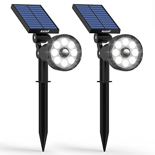 New Upgraded 3rd Generation Motion Sensor Solar Spotlight 8 LED Adjustable 3-in-1 Lighting Auto On/ Off Waterproof Outdoor Landscape Lighting Security for outside Patio Yard Garden Driveway (2Pack)
